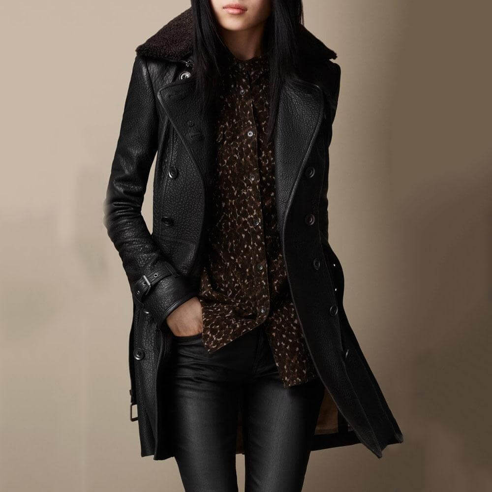 Claire | Elegant and chic leather trench coat