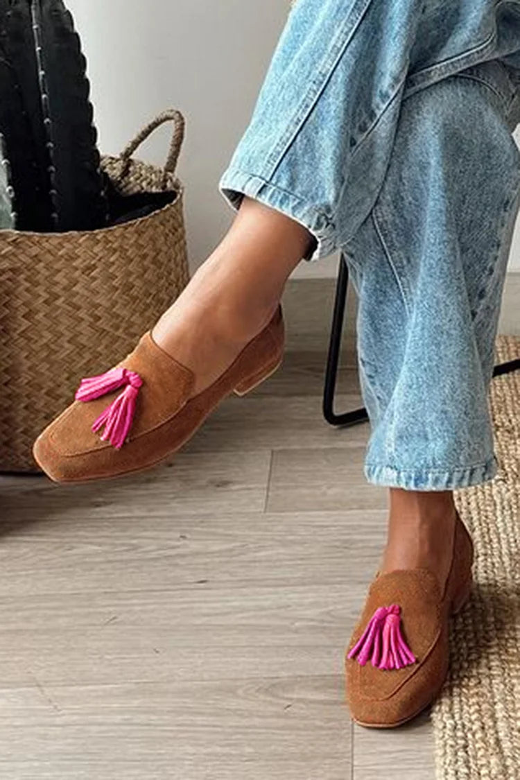 Monique | Colorblock square-toe loafers – contemporary elegance