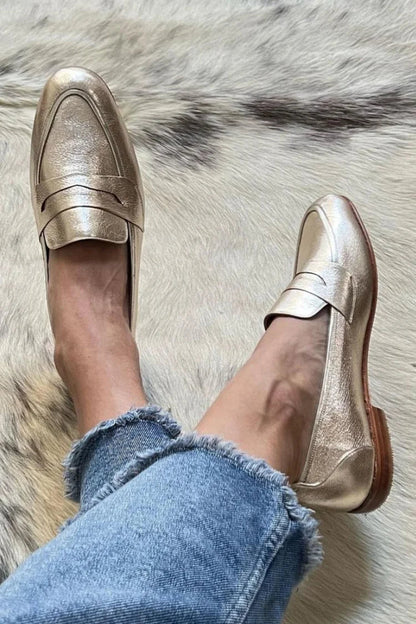Danielle | Patchwork moccasins with round toe and small heel – elegant and comfortable