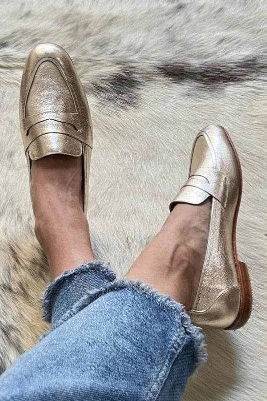 Danielle | Patchwork moccasins with round toe and small heel – elegant and comfortable