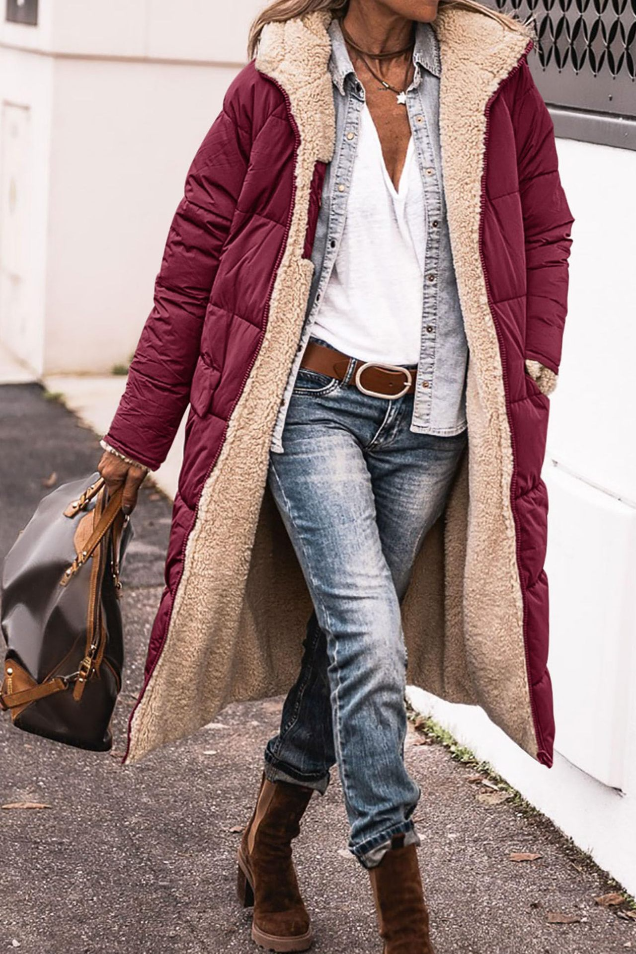 Elise | Luxurious sherpa reversible coat, double-faced
