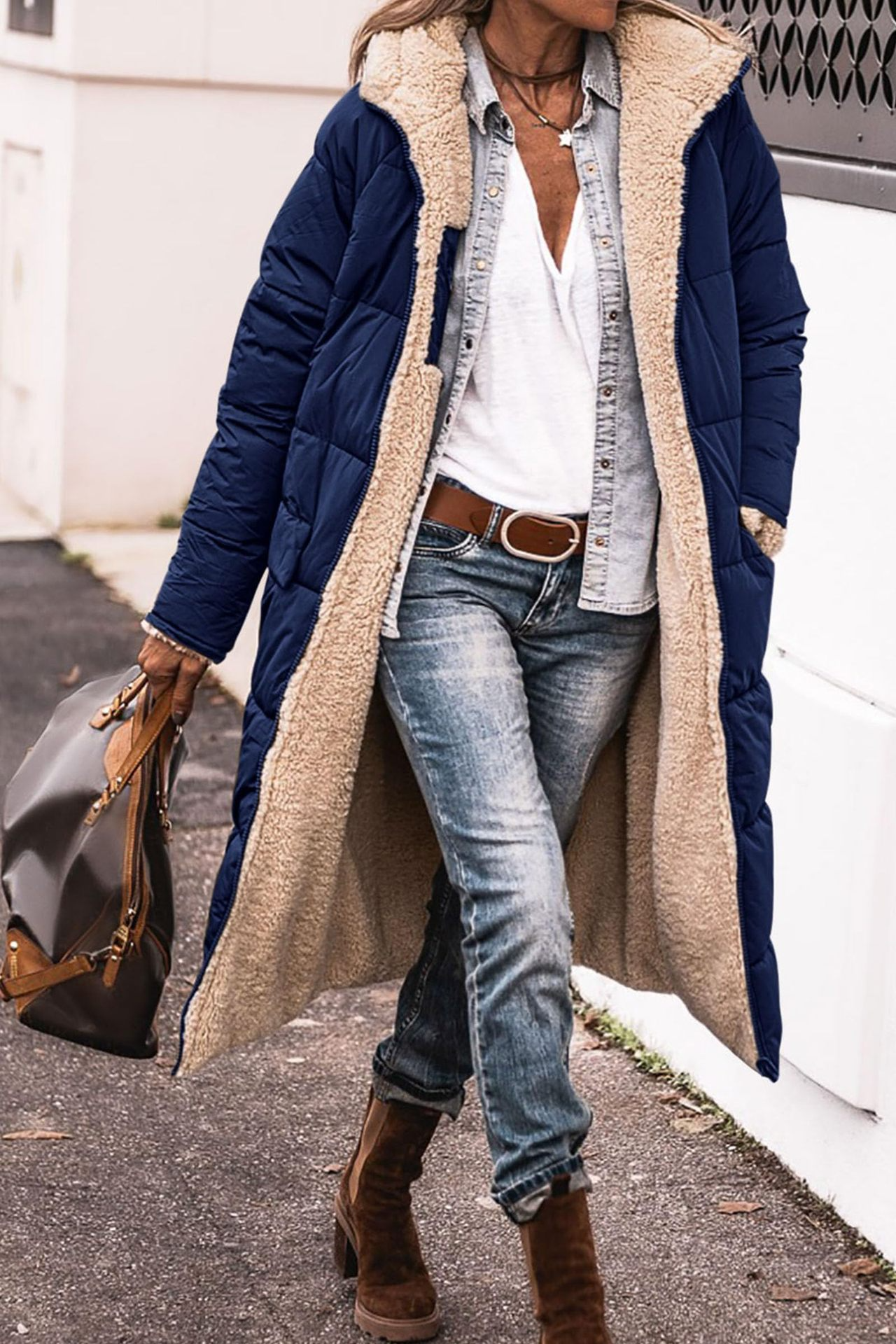 Elise | Luxurious sherpa reversible coat, double-faced