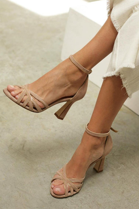Elviera™ Patchwork Sandals with a Round Toe and Slim Heel – Modern Elegance and Chic Comfort