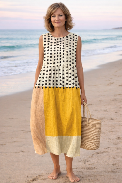 Leah™ Polka Colorblock Midi Dress
