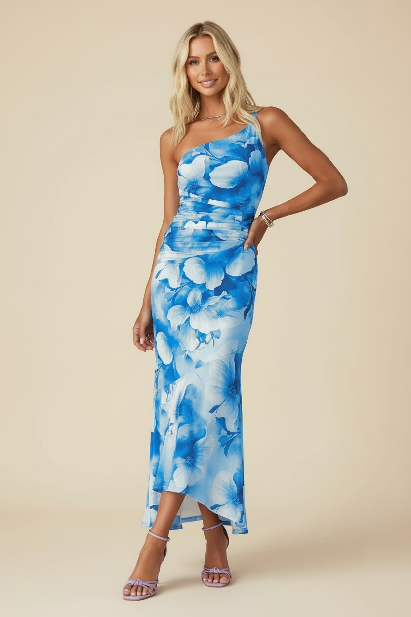 Marissa | Women's One-Shoulder Floral Maxi Dress