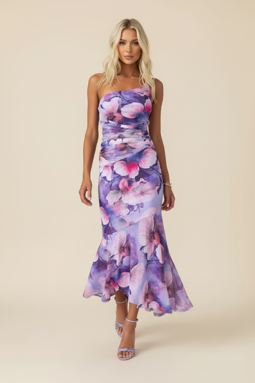 Marissa | Women's One-Shoulder Floral Maxi Dress