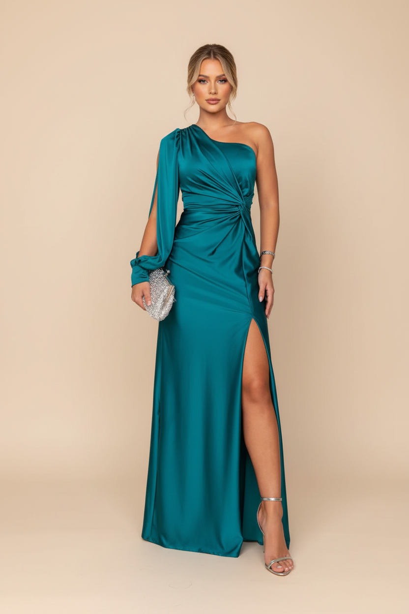 Rachel | Women's One-Shoulder Slit Maxi Dress