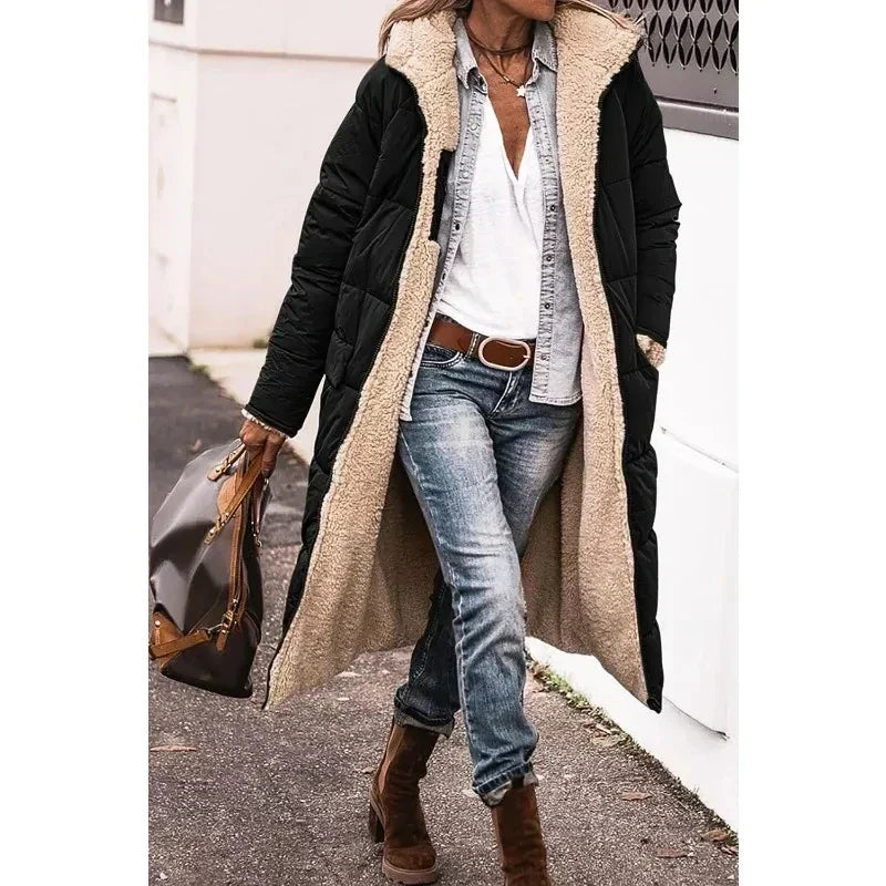 Elegant jade-colored winter coat — chic and timeless