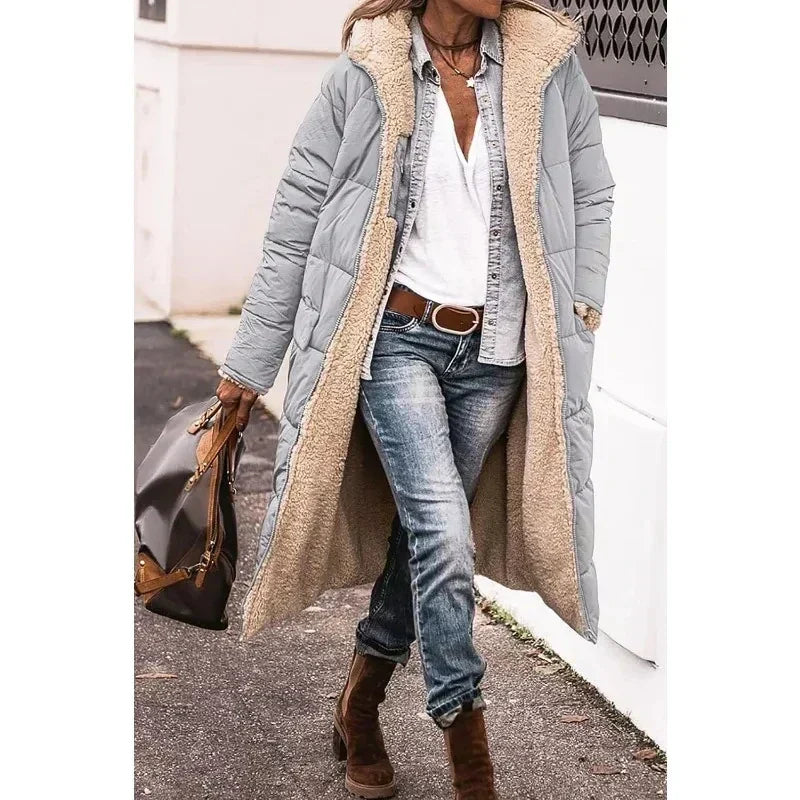 Elegant jade-colored winter coat — chic and timeless