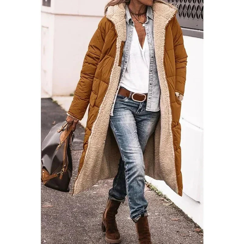 Elegant jade-colored winter coat — chic and timeless