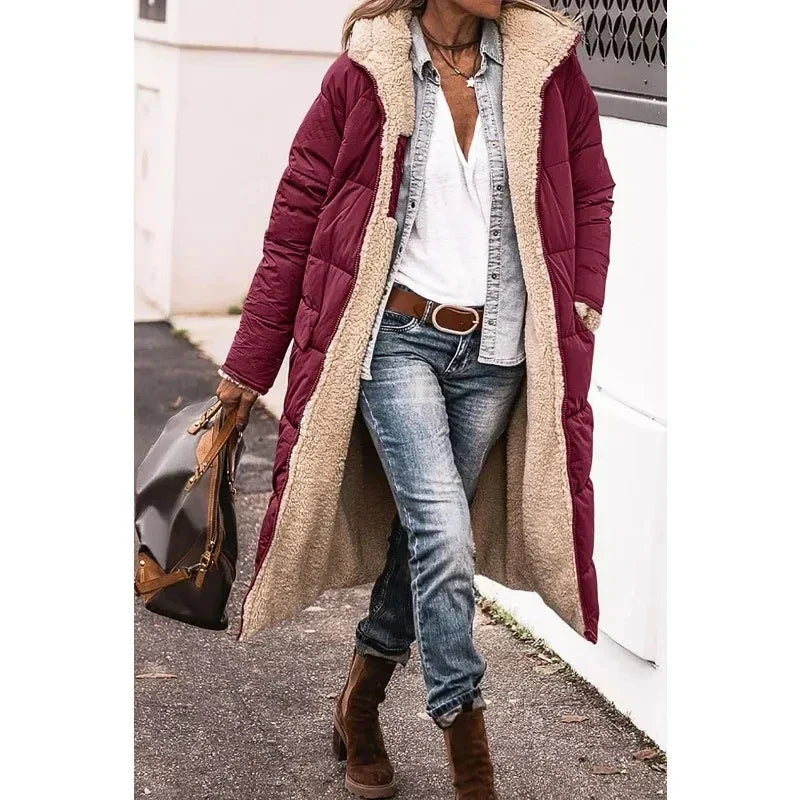 Elegant jade-colored winter coat — chic and timeless