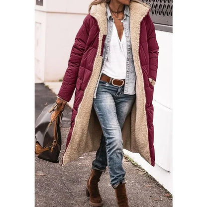 Elegant jade-colored winter coat — chic and timeless