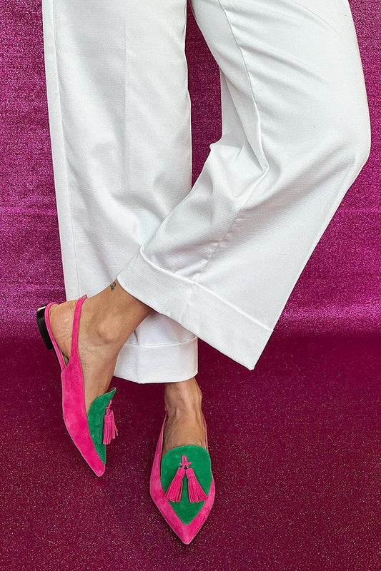 Frendessa | Colorful fringed ballet flats with decorative ankle strap – chic, comfortable and trendy