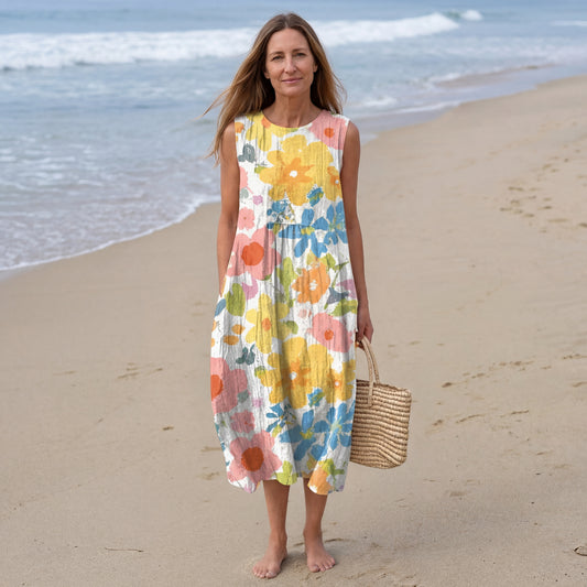 Ella™ Pastel Floral Midi Dress