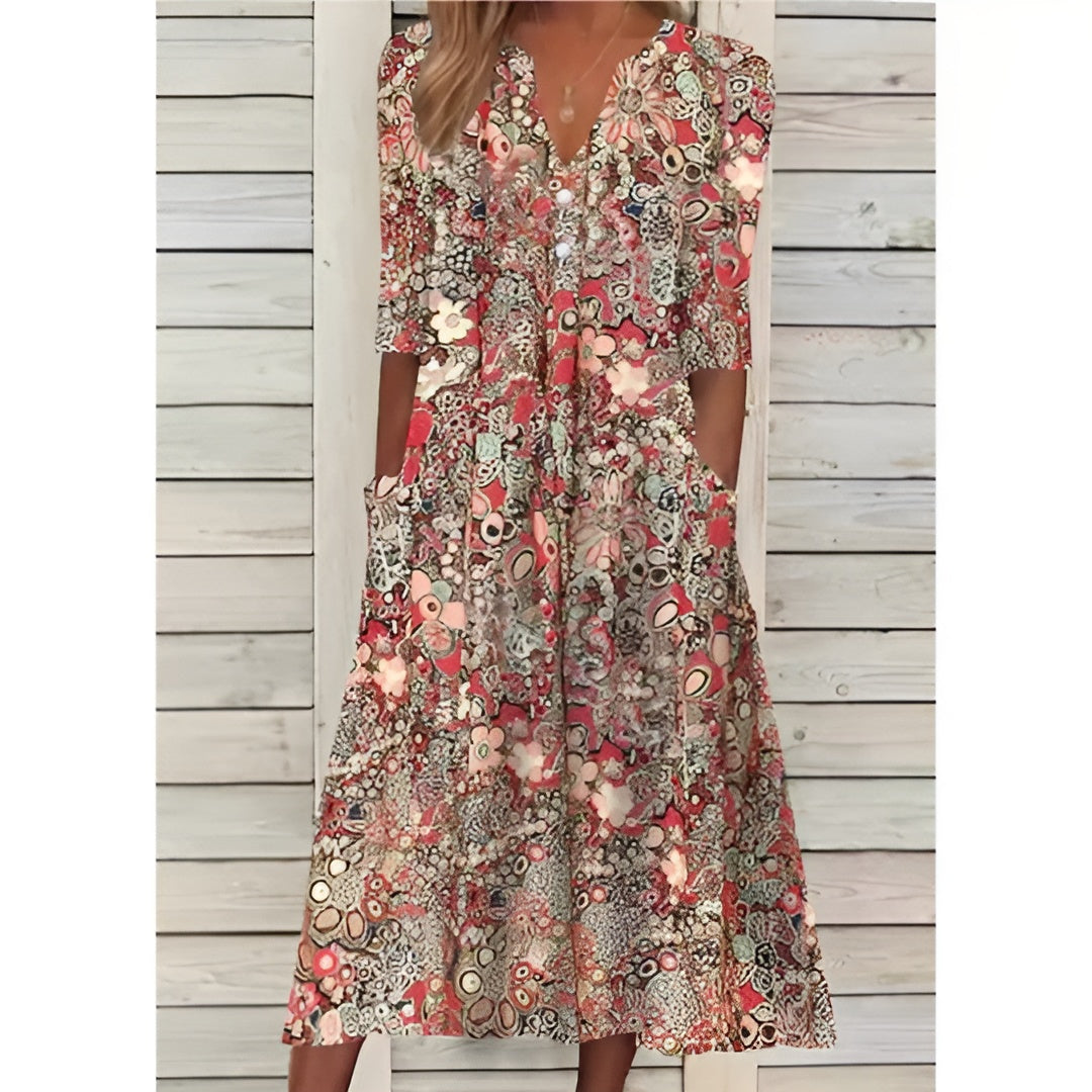 Susan™ | Summer Women's Dress with Floral Print