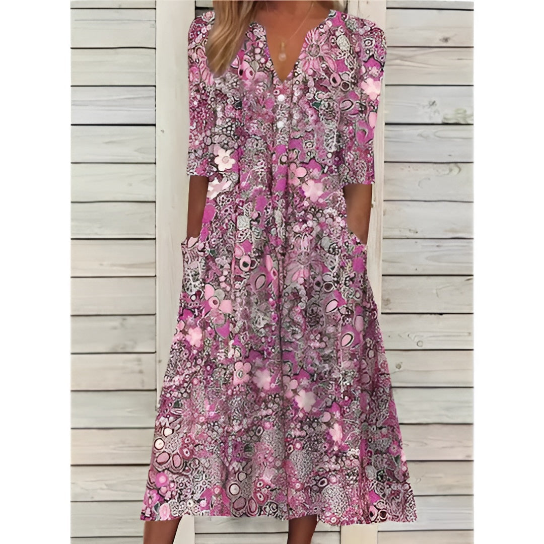 Susan™ | Summer Women's Dress with Floral Print